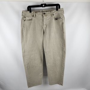 Liverpool Womens Relaxed Crop Jeans Mid Rise Stretch Tan Beige Denim Size 14/32